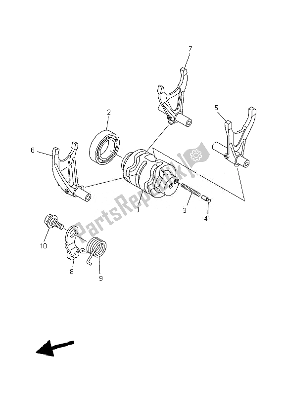 All parts for the Shift Cam & Fork of the Yamaha YZ 250F 2007