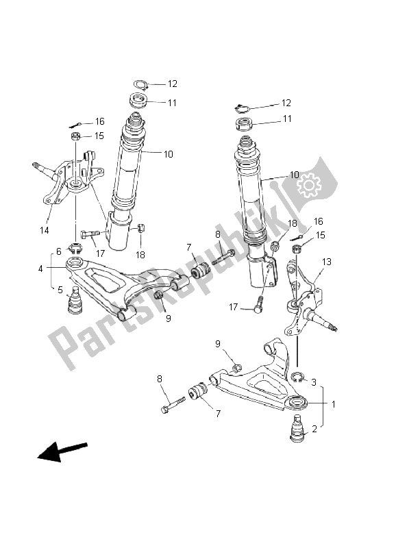 Todas las partes para Suspensión Delantera Y Rueda de Yamaha YFM 250 Bear Tracker 2X4 2002