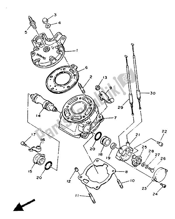 Tutte le parti per il Cilindro del Yamaha TDR 125 1991