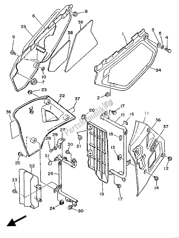 Todas las partes para Tapa Lateral Y Tanque De Aceite de Yamaha DT 125R 1989