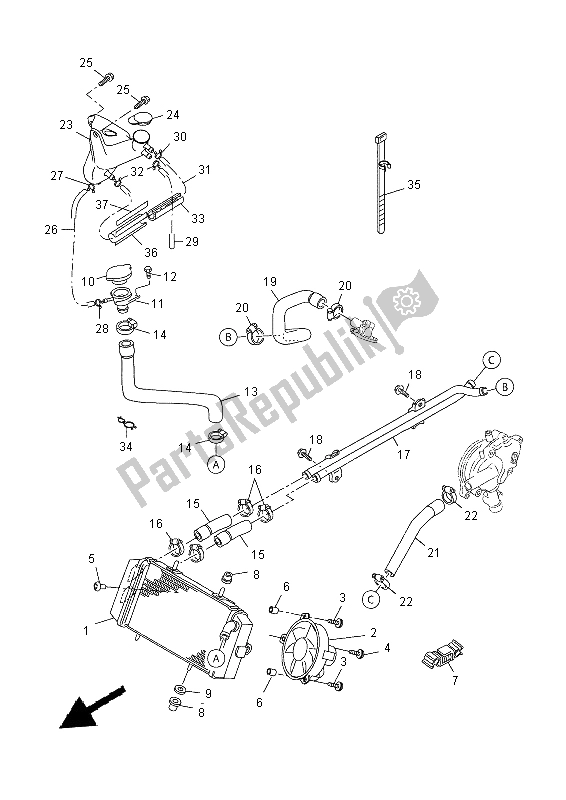 Alle onderdelen voor de Radiator Slang van de Yamaha YP 125 RA 2015