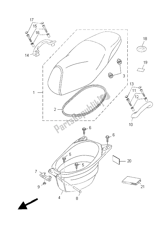 Todas las partes para Asiento de Yamaha YN 50 FMU 2014