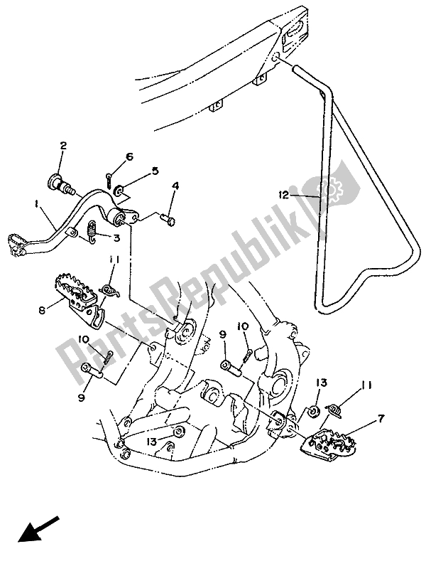 Todas as partes de Suporte E Apoio Para Os Pés do Yamaha YZ 125 1989