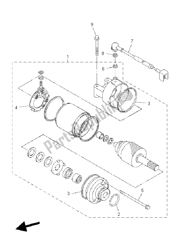 All parts for the Starting Motor of the Yamaha FZ6 S 600 2006