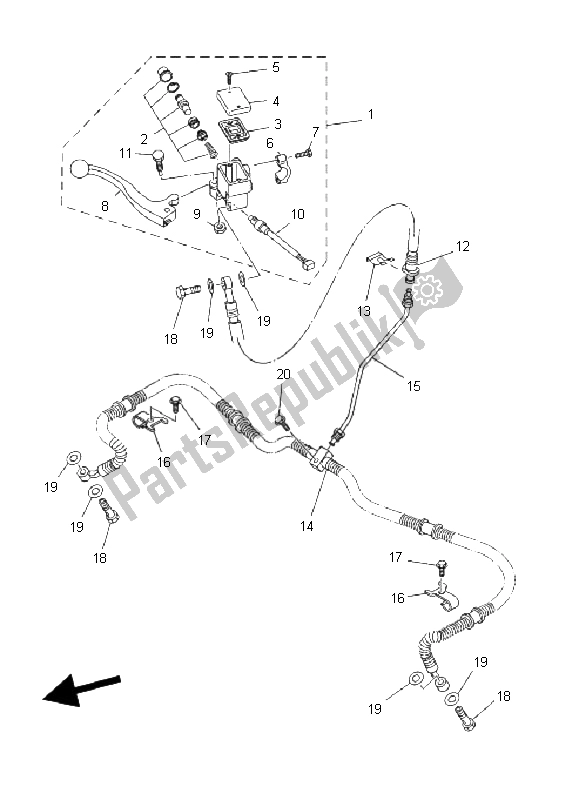 Tutte le parti per il Pompa Freno Anteriore del Yamaha YFM 400F Kodiak 4X4 2003