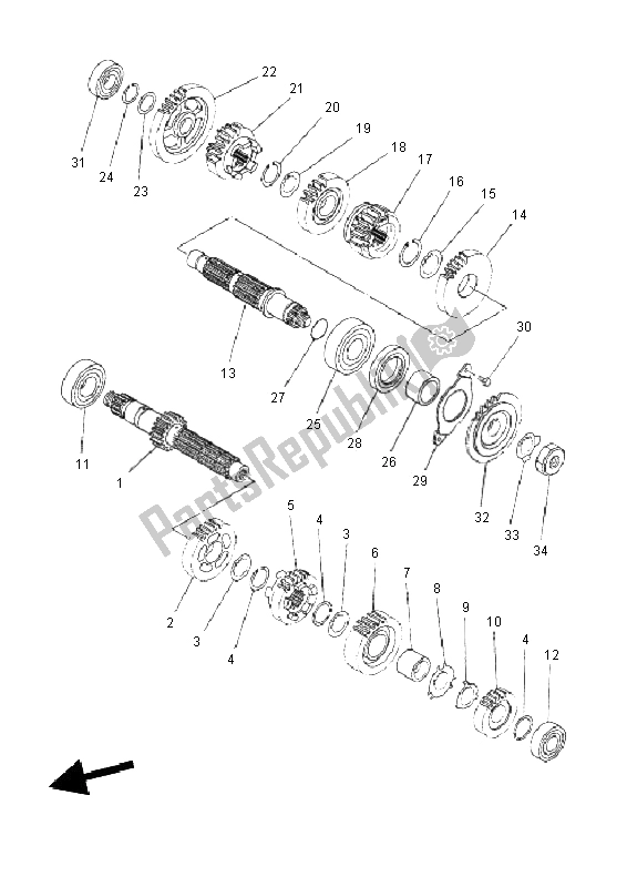 All parts for the Transmission of the Yamaha XT 660Z Tenere 2011