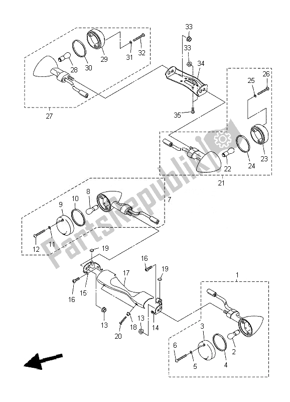 Tutte le parti per il Luce Lampeggiante del Yamaha XVS 1300A 2007