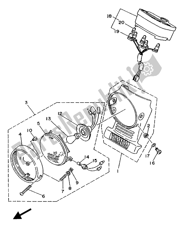 Alle onderdelen voor de Alternatief (elektrisch) van de Yamaha SR 125 1989