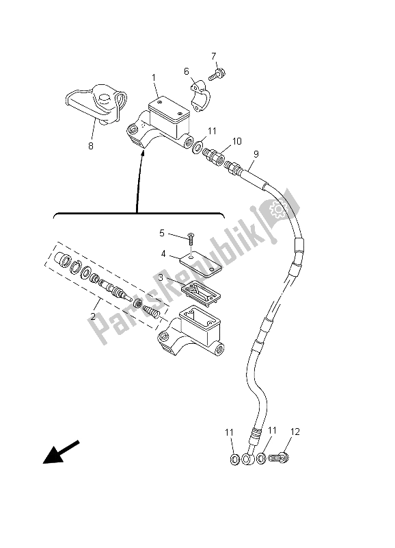 All parts for the Front Master Cylinder (lw) of the Yamaha TT R 125E SW LW 2003