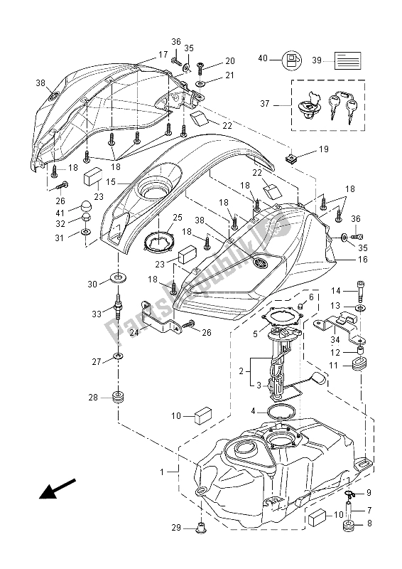 All parts for the Fuel Tank (mnm3-vyr1) of the Yamaha YZF R 125A 2015