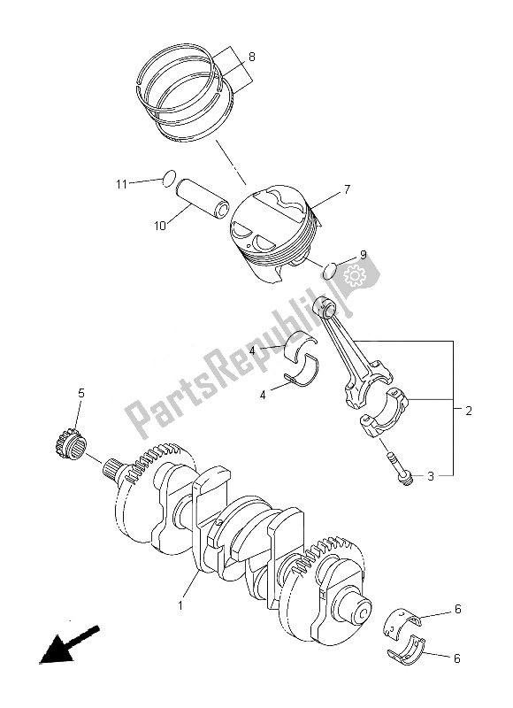 All parts for the Crankshaft & Piston of the Yamaha FZ8 S 800 2014