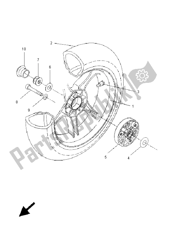 All parts for the Rear Wheel of the Yamaha YQ 50R Aerox 2006