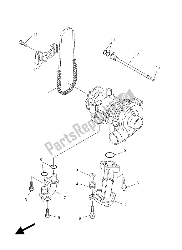 All parts for the Oil Pump of the Yamaha FZ1 S 1000 2012