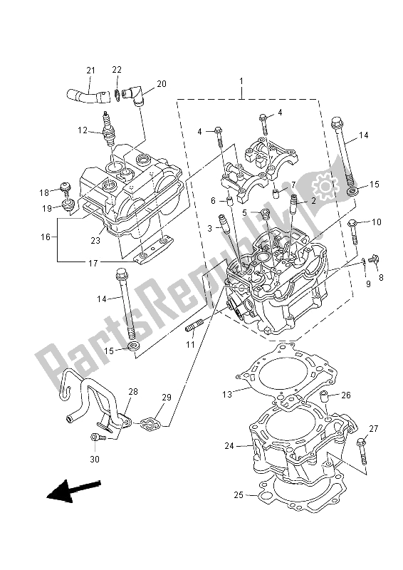 Alle onderdelen voor de Cilinder van de Yamaha YFZ 450R 2014