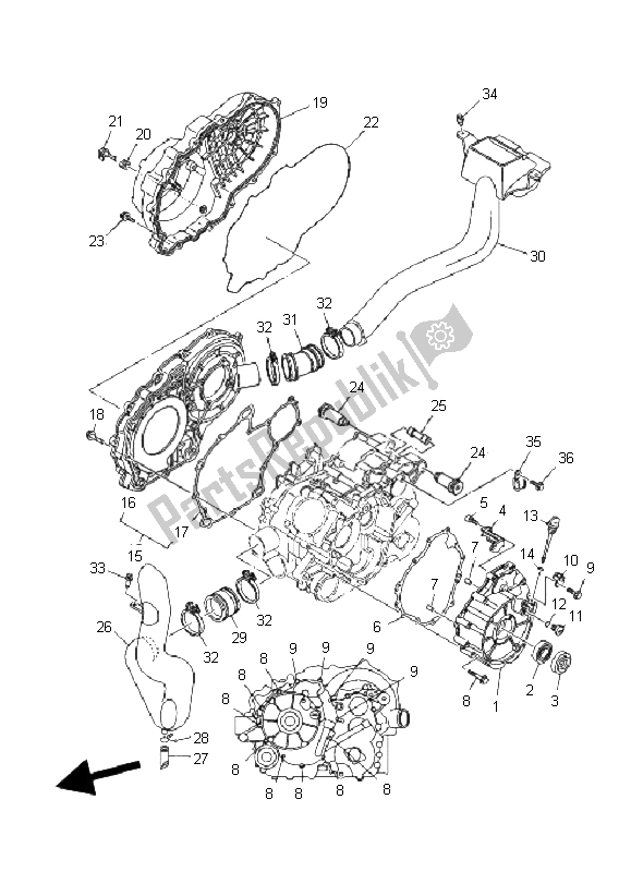 Tutte le parti per il Coperchio Del Carter 1 del Yamaha YFM 350 FA Bruin 4X4 2006