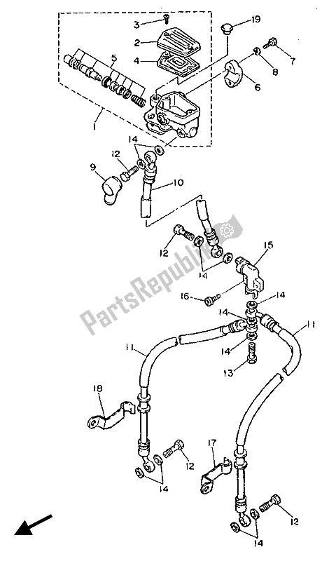 Toutes les pièces pour le Maître-cylindre Avant du Yamaha FJ 1200 1988