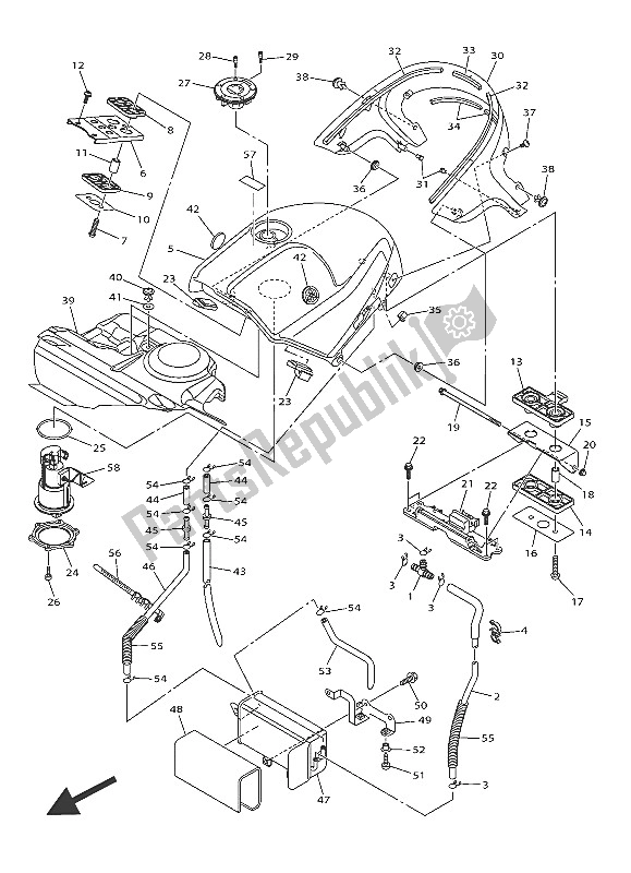 All parts for the Fuel Tank of the Yamaha FJR 1300 PA 2016