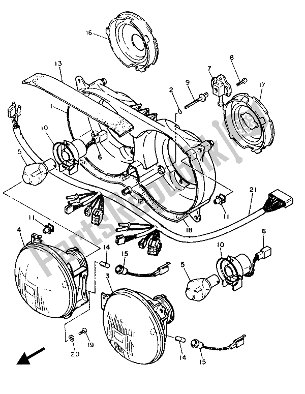 Tutte le parti per il Faro del Yamaha FZR 1000 1987