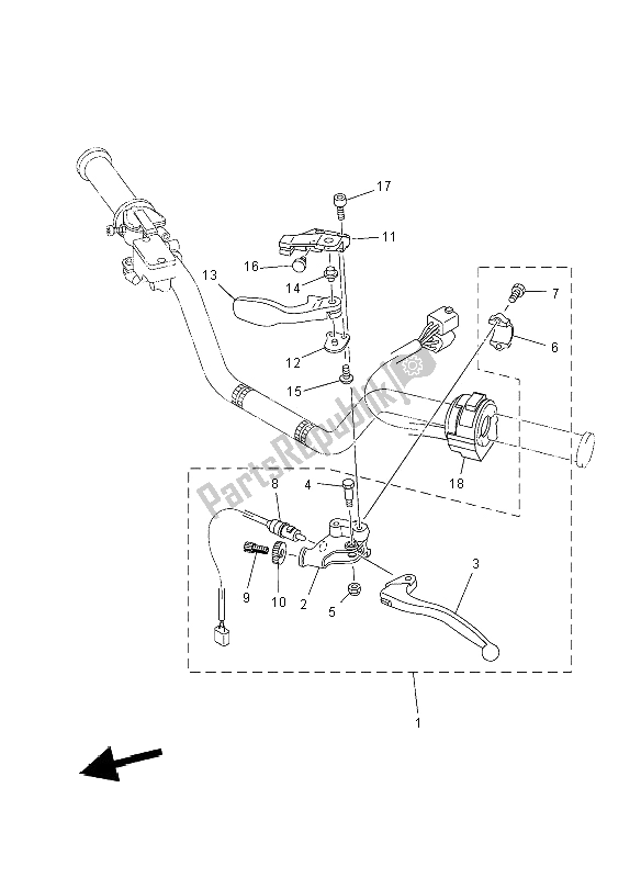 All parts for the Handle Switch & Lever of the Yamaha YFM 250R 2012