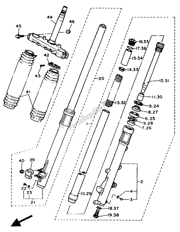 Tutte le parti per il Forcella Anteriore del Yamaha XT 600E 1991