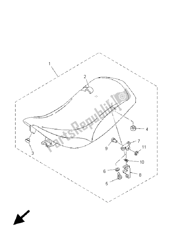 All parts for the Seat of the Yamaha YFM 80R 2008