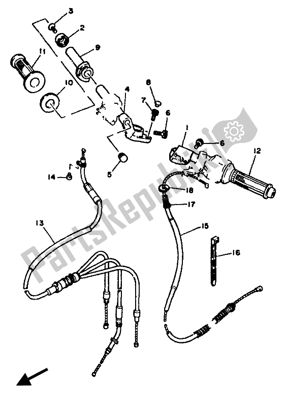 Todas las partes para Manija De Dirección Y Cable de Yamaha RD 350F 1985