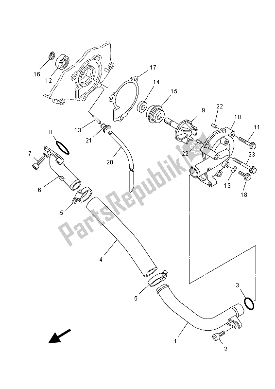 Alle onderdelen voor de Waterpomp van de Yamaha YFM 550 Fgpad Grizzly 4X4 2013