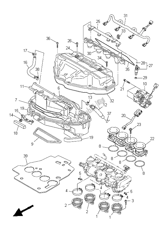 All parts for the Intake of the Yamaha YZF R6 600 2014