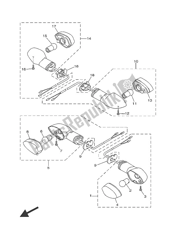 All parts for the Flasher Light of the Yamaha MT 03A 660 2016