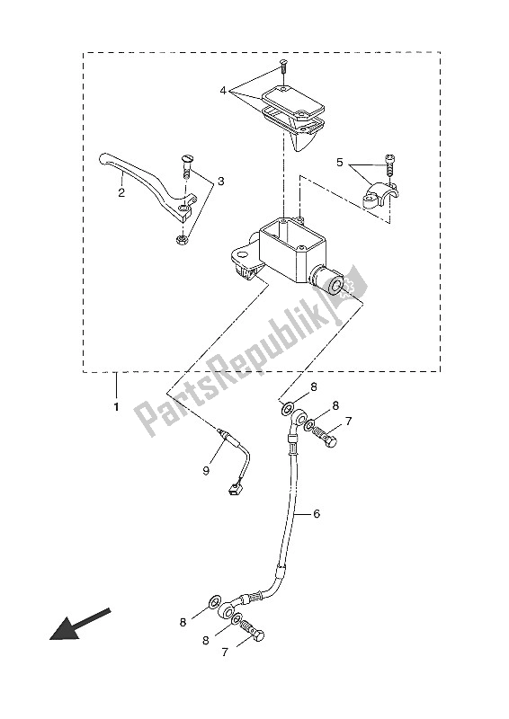 Tutte le parti per il Pompa Freno Anteriore del Yamaha CW 50 LN 2016