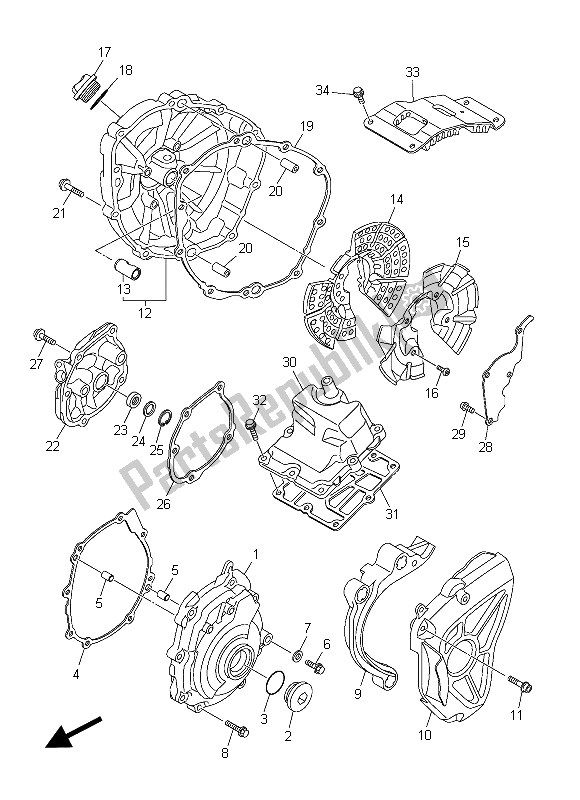 Alle onderdelen voor de Carterdeksel 1 van de Yamaha YZF R1 1000 2015