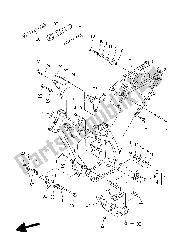 All parts for the Frame of the Yamaha WR 450F 2009