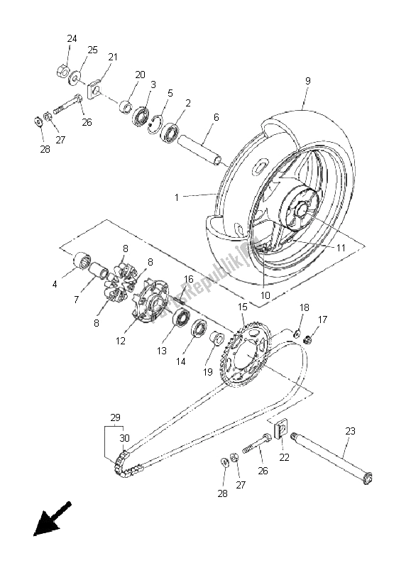 All parts for the Rear Wheel of the Yamaha FZ1 N Fazer 1000 2011