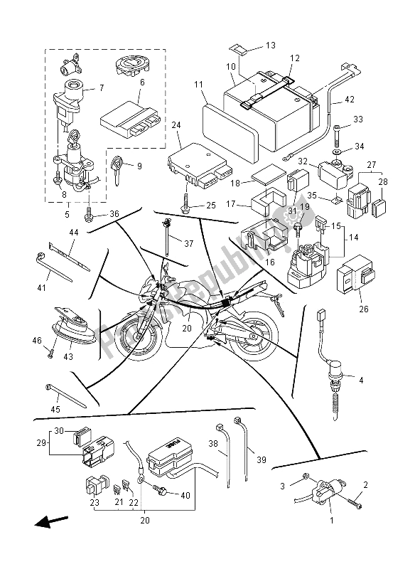 Wszystkie części do Elektryczny 2 Yamaha FZ8 N 800 2012