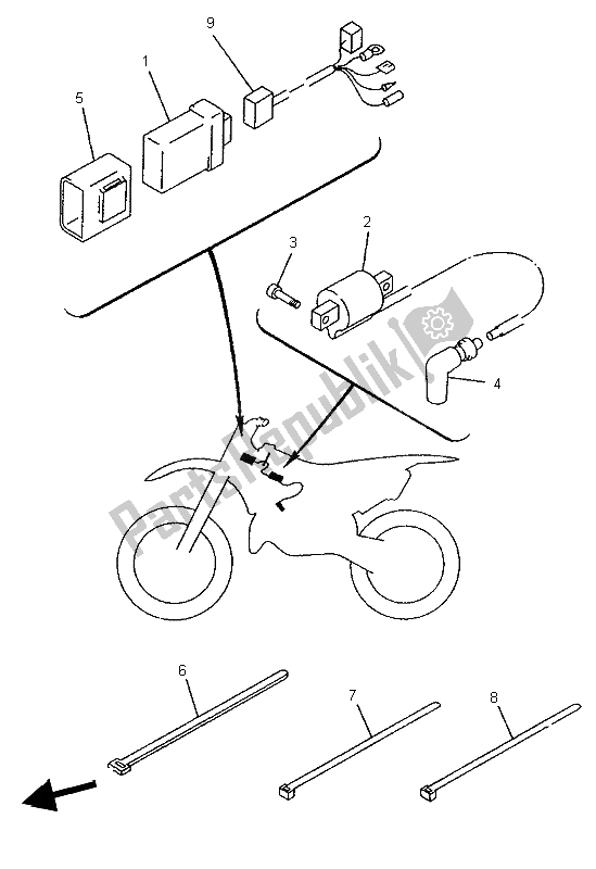 Toutes les pièces pour le électrique 1 du Yamaha YZ 250 1996