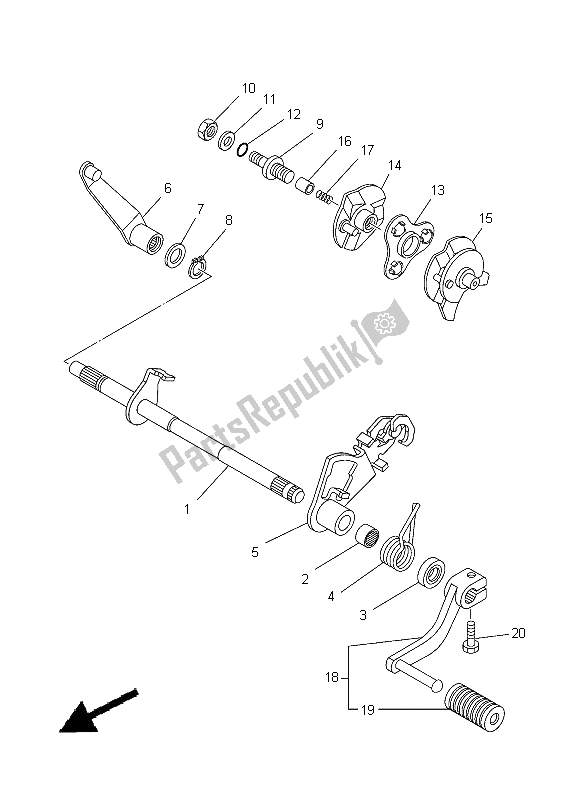 All parts for the Shift Shaft of the Yamaha TT R 50E 2012