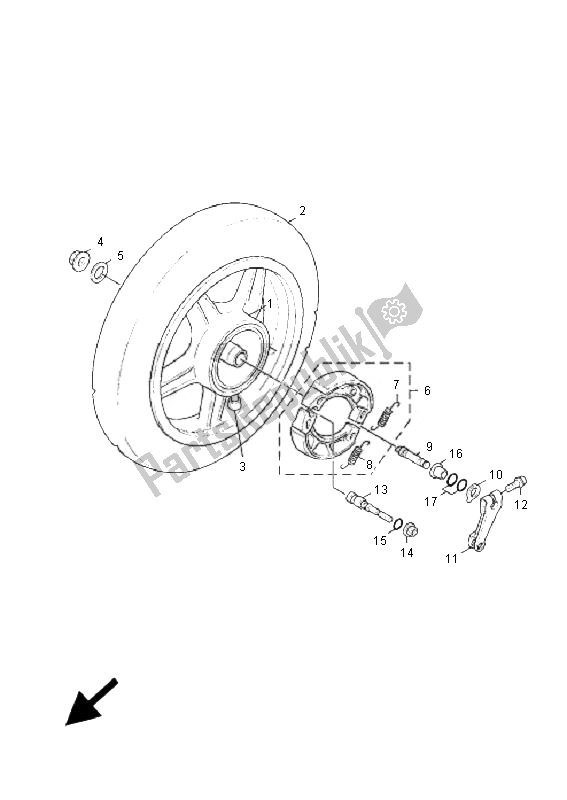 All parts for the Rear Wheel of the Yamaha XC 125 Cygnus X 2007