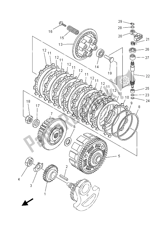 All parts for the Clutch of the Yamaha YFM 700 RD 2013