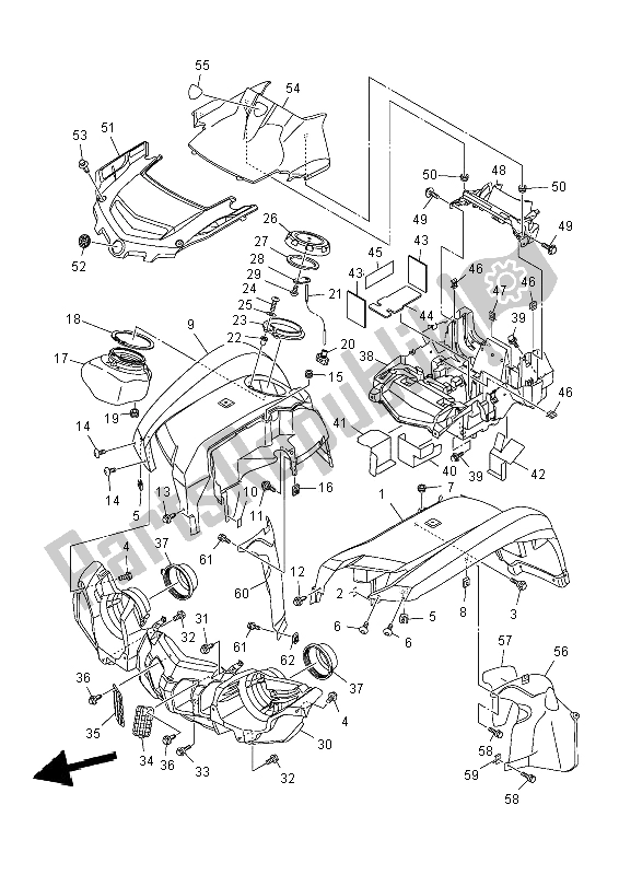 All parts for the Front Fender of the Yamaha YFM 700 Fwad Dpbse Grizzly 4X4 2014