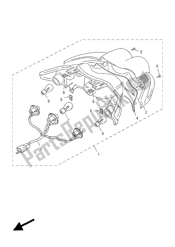 All parts for the Taillight of the Yamaha YN 50 FMU 2014