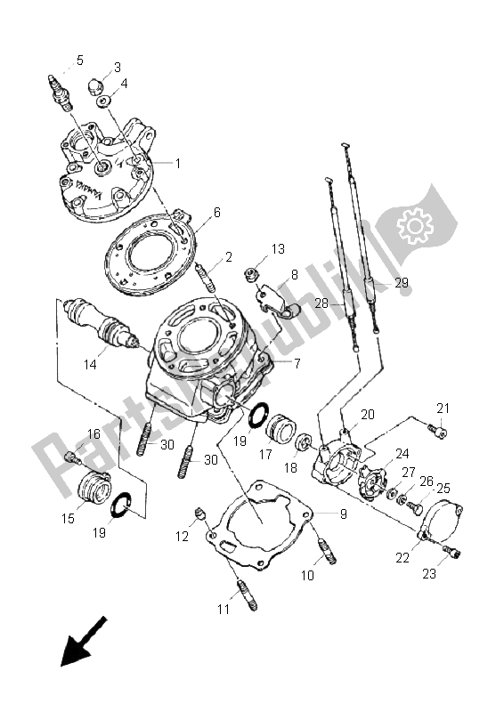 All parts for the Cylinder of the Yamaha DT 125 RE 2005