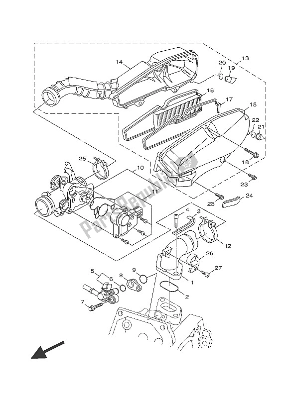 All parts for the Intake of the Yamaha HW 151 2016