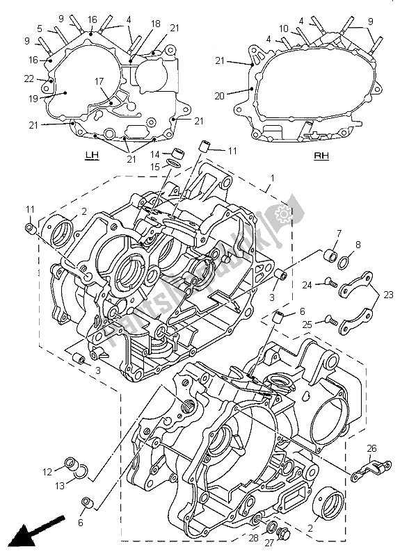 Todas las partes para Caja Del Cigüeñal de Yamaha XVS 650A Dragstar Classic 1998