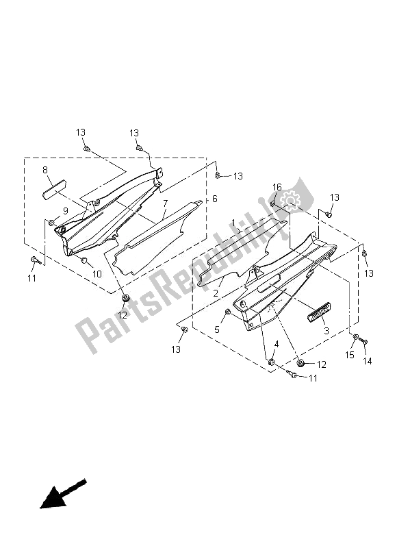 Todas as partes de Tampa Lateral do Yamaha FJR 1300A 2014