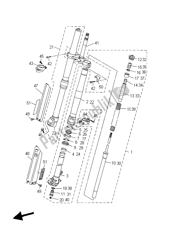 Toutes les pièces pour le Fourche Avant du Yamaha WR 450F 2004