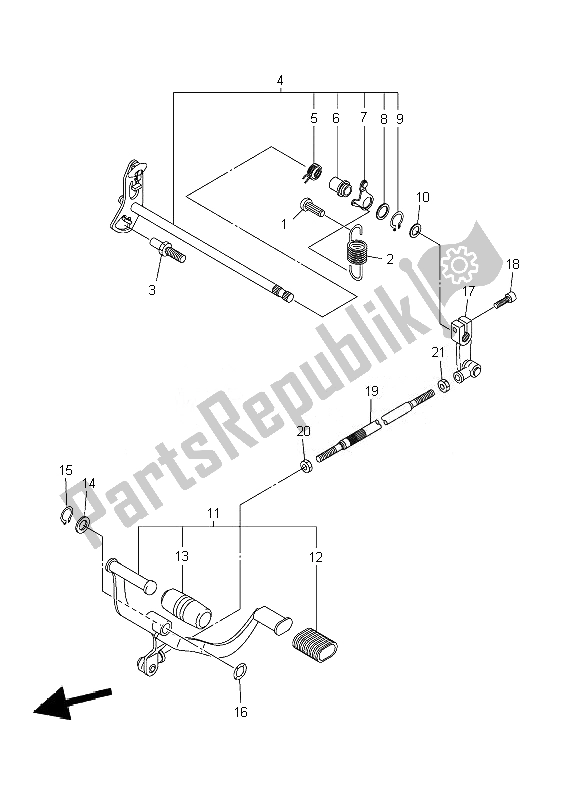 All parts for the Shift Shaft of the Yamaha XVS 1300A Midnight Star 2010