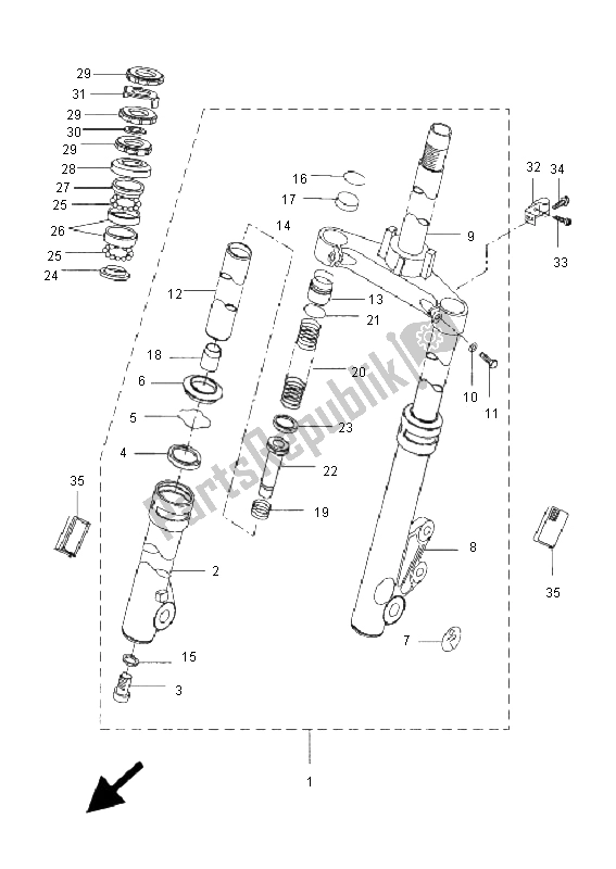 Todas las partes para Tenedor Frontal de Yamaha CW 50 BWS 2009