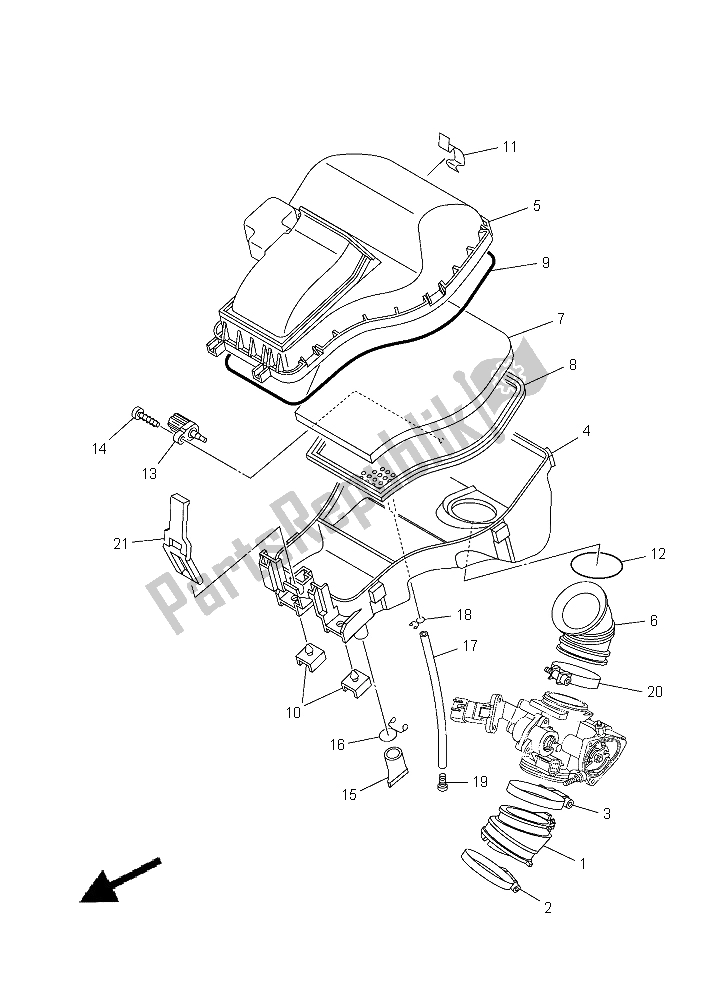 All parts for the Intake of the Yamaha YFM 700 Fwad Grizzly EPS 2015