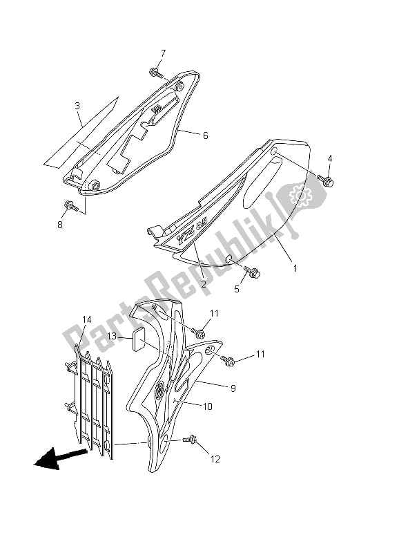 All parts for the Side Cover of the Yamaha YZ 85 SW LW 2002