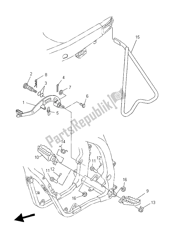 All parts for the Stand & Footrest of the Yamaha YZ 250F 2006